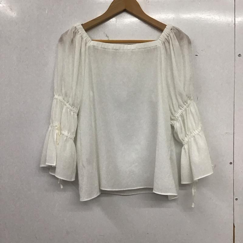 ジルスチュアート JILLSTUART カットソー 長袖 長袖カットソー フリル袖 ワイドネック S 無地 白 / ホワイト / white レディース USED 古着 中古 10156233