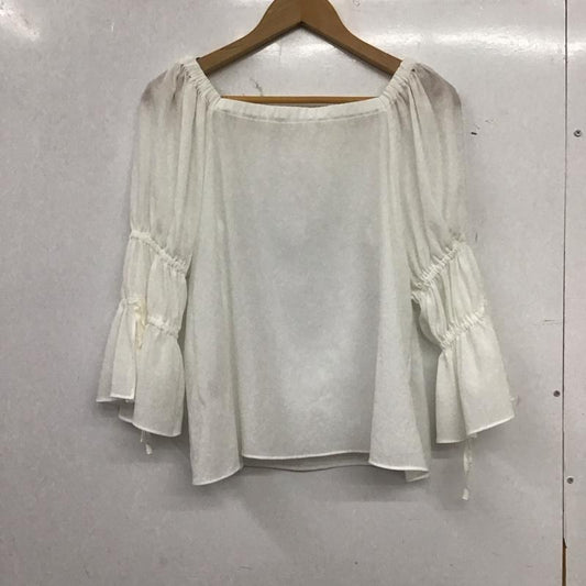 ジルスチュアート JILLSTUART カットソー 長袖 長袖カットソー フリル袖 ワイドネック S 無地 白 / ホワイト / white レディース USED 古着 中古 10156233
