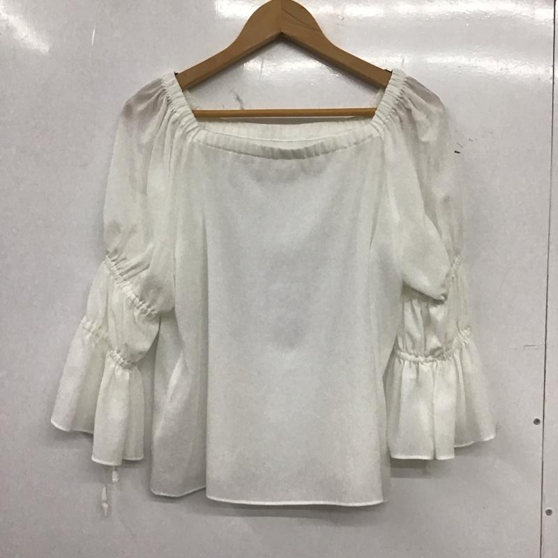 ジルスチュアート JILLSTUART カットソー 長袖 長袖カットソー フリル袖 ワイドネック S 無地 白 / ホワイト / white レディース USED 古着 中古 10156233