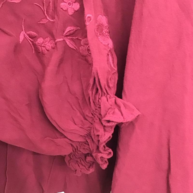ジルスチュアート JILLSTUART シャツ、ブラウス 長袖 長袖シャツ 無地シャツ ノーカラーシャツ M 刺繍 えんじ / ワインレッド / dark red レディース USED 古着 中古 10156237