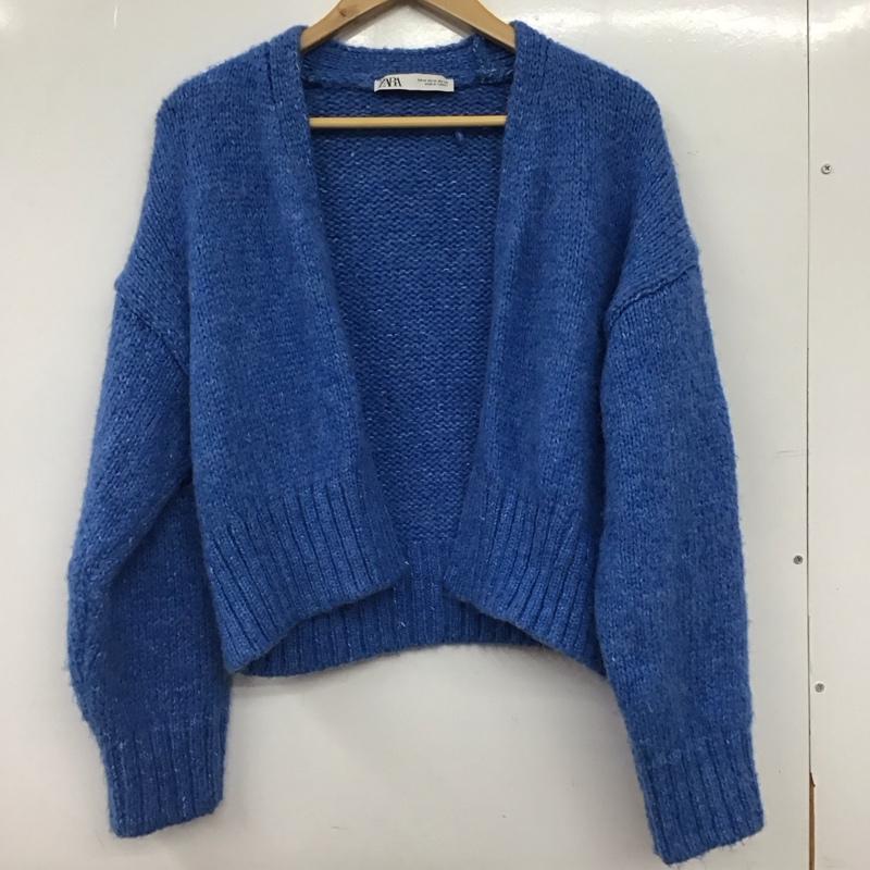 ザラ ZARA カーディガン 長袖 M 無地 青 / ブルー / blue レディース USED 古着 中古 10156254