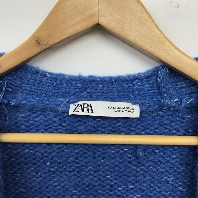 ザラ ZARA カーディガン 長袖 M 無地 青 / ブルー / blue レディース USED 古着 中古 10156254
