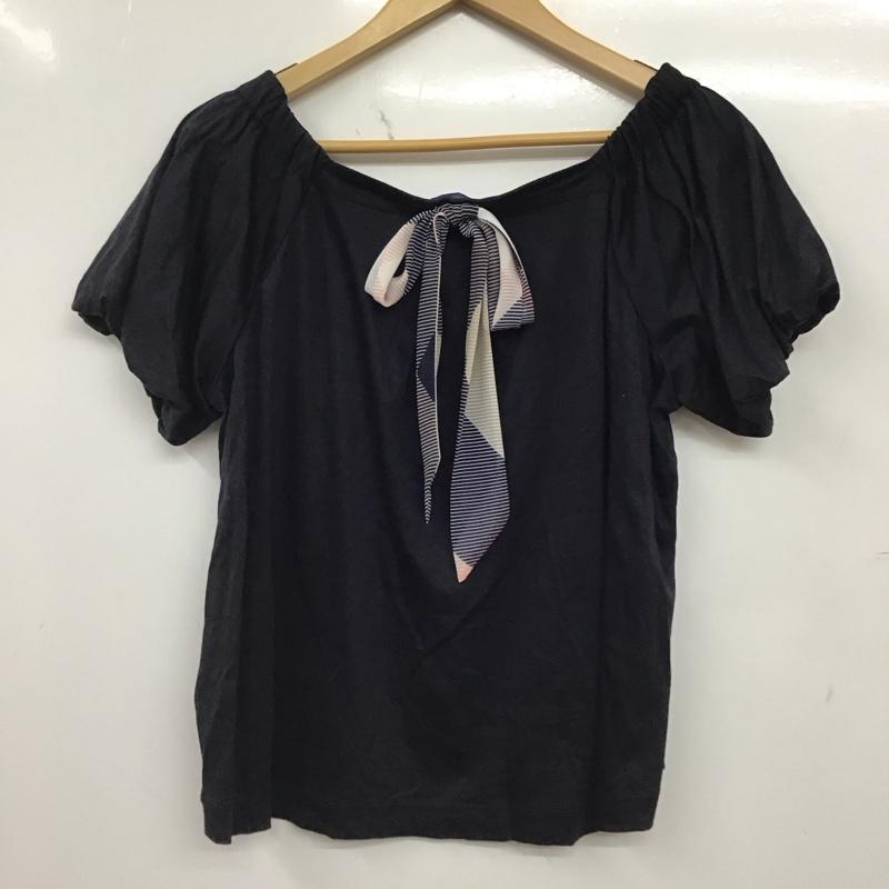 ブルーレーベル・クレストブリッジ BLUE LABEL CRESTBRIDGE カットソー 半袖 38 無地 黒 / ブラック / black レディース USED 古着 中古 10156295