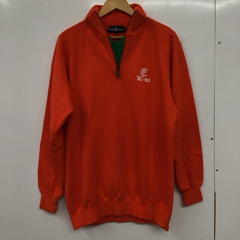 ラルフローレン RALPHLAUREN トレーナー 長袖 長袖トレーナー スウェット ジップアップネック プルオーバー M ロゴ、文字 橙 / オレンジ / orange メンズ USED 古着 中古 10156302