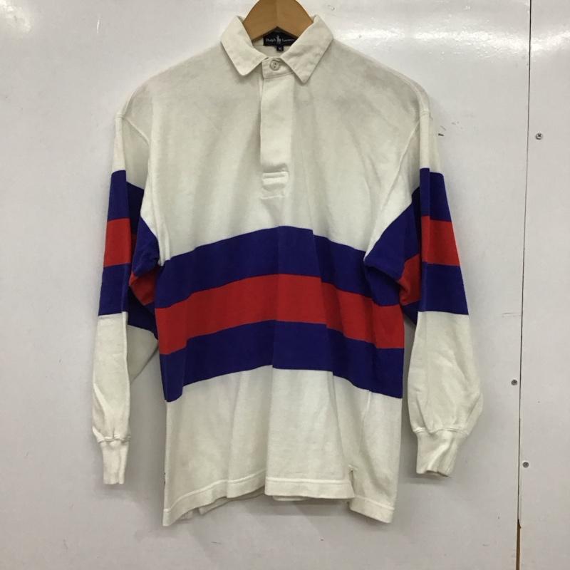 ラルフローレン RALPHLAUREN ポロシャツ 長袖 長袖ポロシャツ 長袖カットソー カラーシャツ M プリント 白 / ホワイト / white X 青 / ブルー / blue X 赤 / レッド / red メンズ USED 古着 中古 10156305