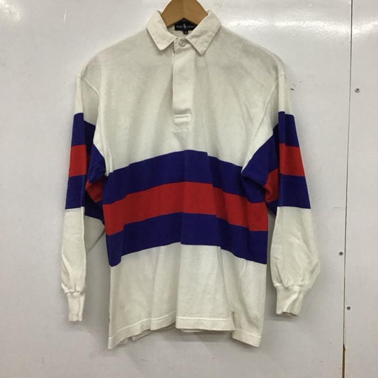 ラルフローレン RALPHLAUREN ポロシャツ 長袖 長袖ポロシャツ 長袖カットソー カラーシャツ M プリント 白 / ホワイト / white X 青 / ブルー / blue X 赤 / レッド / red メンズ USED 古着 中古 10156305