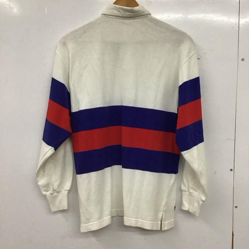 ラルフローレン RALPHLAUREN ポロシャツ 長袖 長袖ポロシャツ 長袖カットソー カラーシャツ M プリント 白 / ホワイト / white X 青 / ブルー / blue X 赤 / レッド / red メンズ USED 古着 中古 10156305