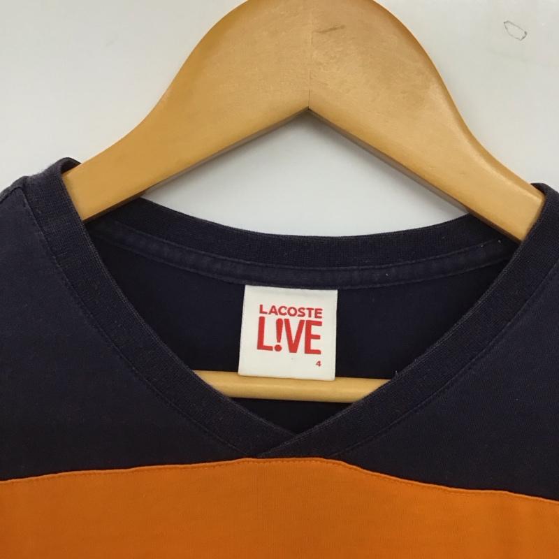 ラコステ ライブ LACOSTE L!VE Tシャツ 半袖 半袖カットソー プリントTシャツ Vネックカットソー 4 ロゴ、文字 橙 / オレンジ / orange メンズ USED 古着 中古 10156308