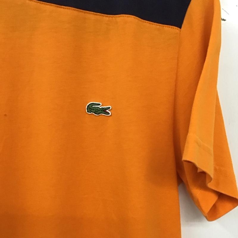 ラコステ ライブ LACOSTE L!VE Tシャツ 半袖 半袖カットソー プリントTシャツ Vネックカットソー 4 ロゴ、文字 橙 / オレンジ / orange メンズ USED 古着 中古 10156308