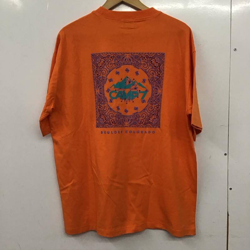 キャンプセブン CAMP7 Tシャツ 半袖 半袖カットソー プリントTシャツ クルーネックカットソー M ロゴ、文字 橙 / オレンジ / orange メンズ USED 古着 中古 10156311