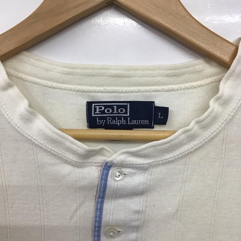 ポロバイラルフローレン Polo by RALPH LAUREN カットソー 半袖 半袖カットソー ヘンリーネックカットソー L ストライプ 白 / ホワイト / white メンズ USED 古着 中古 10156312