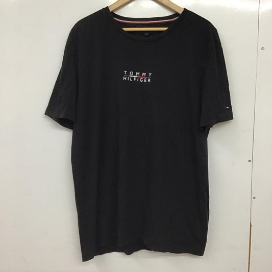トミーヒルフィガー TOMMY HILFIGER Tシャツ 半袖 半袖カットソー プリントTシャツ クルーネックカットソー XXL ロゴ、文字 黒 / ブラック / black メンズ USED 古着 中古 10156338