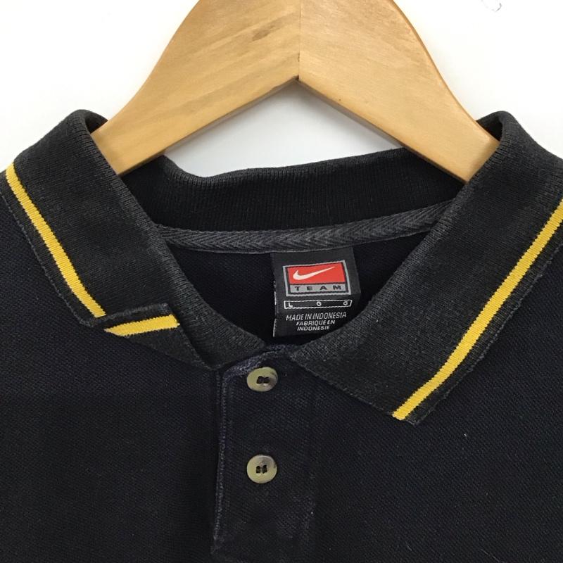 ナイキ NIKE ポロシャツ 半袖 半袖ポロシャツ カラーシャツ 半袖カットソー L ロゴ、文字 紺 / ネイビー / navy メンズ USED 古着 中古 10156341
