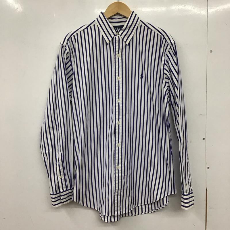 ラルフローレン RALPHLAUREN シャツ、ブラウス 長袖 長袖シャツ ストライプシャツ カラーシャツ ボタンダウンシャツ M ストライプ 白 / ホワイト / white X 青 / ブルー / blue メンズ USED 古着 中古 10156343