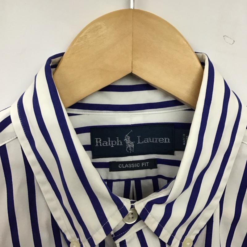ラルフローレン RALPHLAUREN シャツ、ブラウス 長袖 長袖シャツ ストライプシャツ カラーシャツ ボタンダウンシャツ M ストライプ 白 / ホワイト / white X 青 / ブルー / blue メンズ USED 古着 中古 10156343