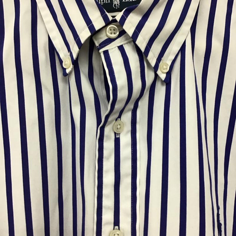 ラルフローレン RALPHLAUREN シャツ、ブラウス 長袖 長袖シャツ ストライプシャツ カラーシャツ ボタンダウンシャツ M ストライプ 白 / ホワイト / white X 青 / ブルー / blue メンズ USED 古着 中古 10156343