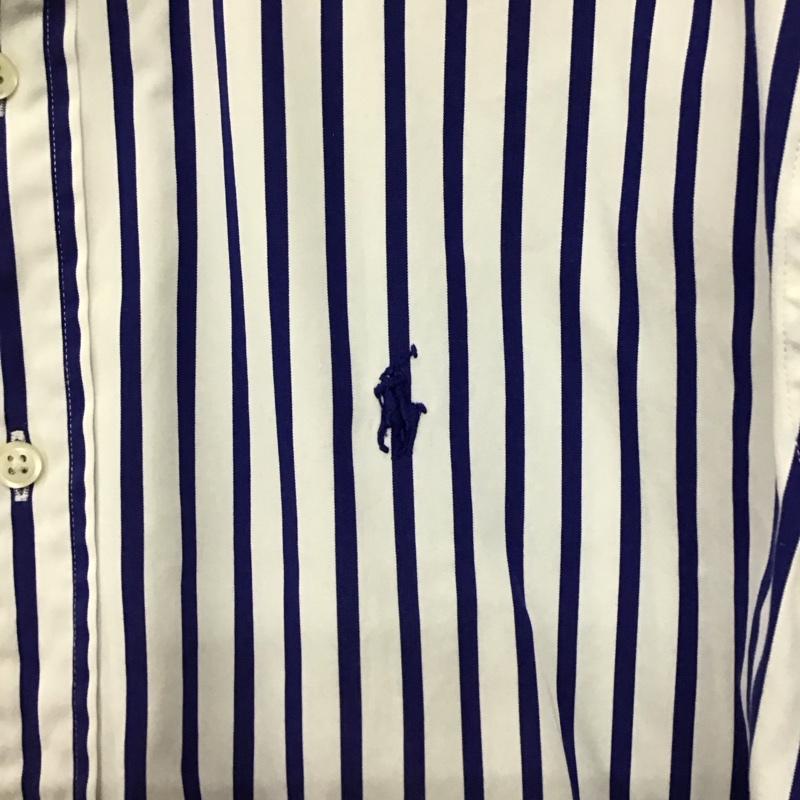 ラルフローレン RALPHLAUREN シャツ、ブラウス 長袖 長袖シャツ ストライプシャツ カラーシャツ ボタンダウンシャツ M ストライプ 白 / ホワイト / white X 青 / ブルー / blue メンズ USED 古着 中古 10156343