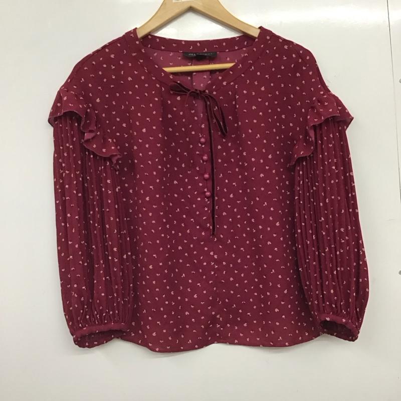 ジル バイ ジルスチュアート JILL by JILLSTUART カットソー 長袖 長袖シャツ プリントシャツ ノーカラーシャツ S プリント えんじ / ワインレッド / dark red レディース USED 古着 中古 10156362