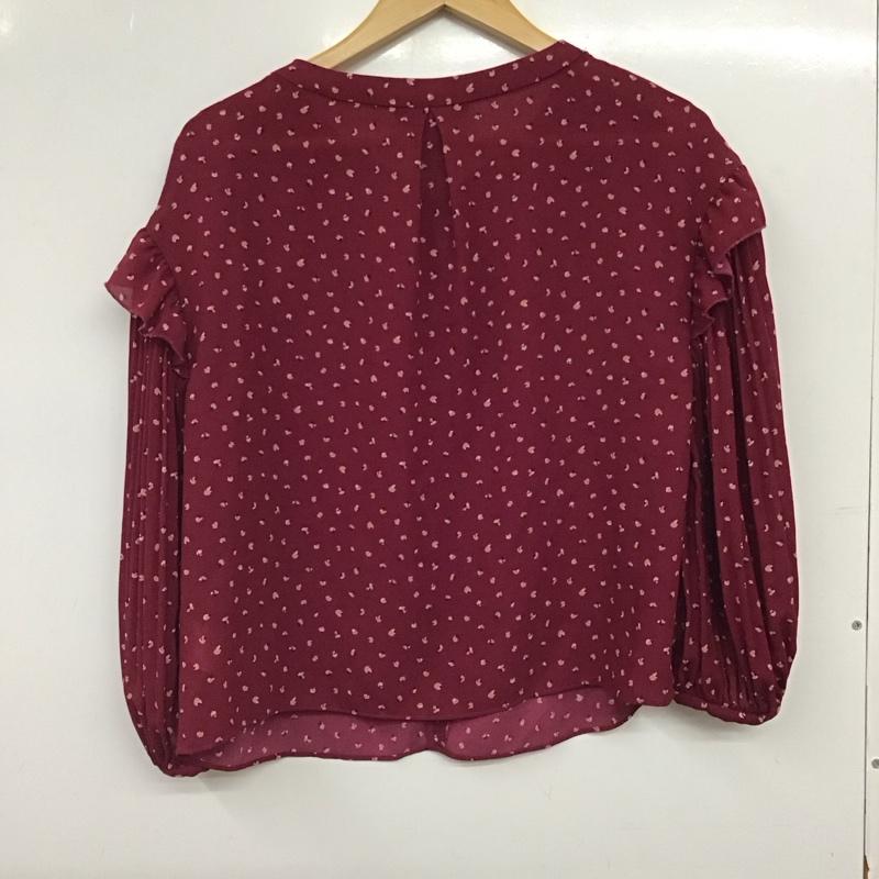 ジル バイ ジルスチュアート JILL by JILLSTUART カットソー 長袖 長袖シャツ プリントシャツ ノーカラーシャツ S プリント えんじ / ワインレッド / dark red レディース USED 古着 中古 10156362