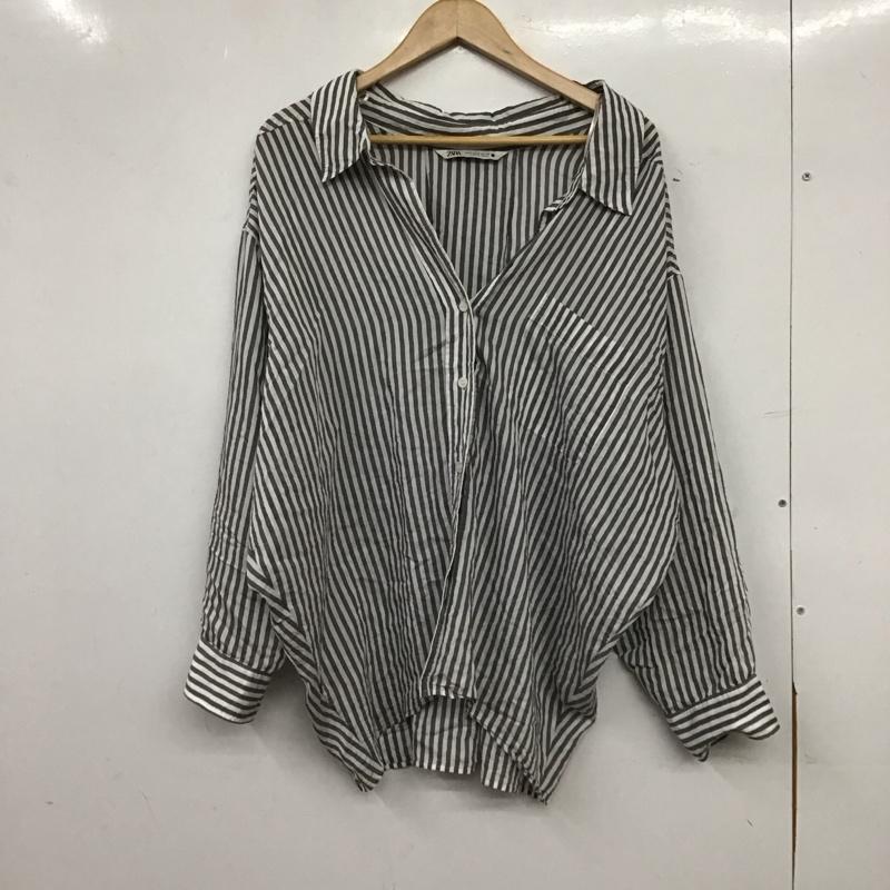 ザラ ZARA シャツ、ブラウス 長袖 長袖シャツ ストライプシャツ カラーシャツ S ストライプ 白 / ホワイト / white X 灰 / グレー / gray レディース USED 古着 中古 10156364