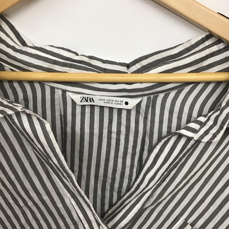 ザラ ZARA シャツ、ブラウス 長袖 長袖シャツ ストライプシャツ カラーシャツ S ストライプ 白 / ホワイト / white X 灰 / グレー / gray レディース USED 古着 中古 10156364