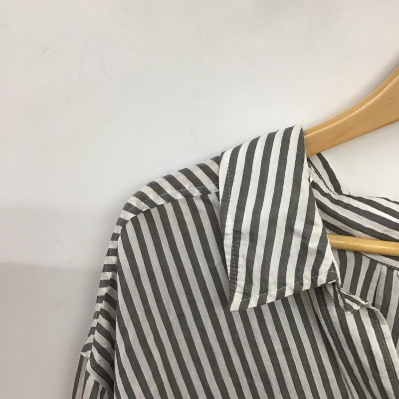 ザラ ZARA シャツ、ブラウス 長袖 長袖シャツ ストライプシャツ カラーシャツ S ストライプ 白 / ホワイト / white X 灰 / グレー / gray レディース USED 古着 中古 10156364