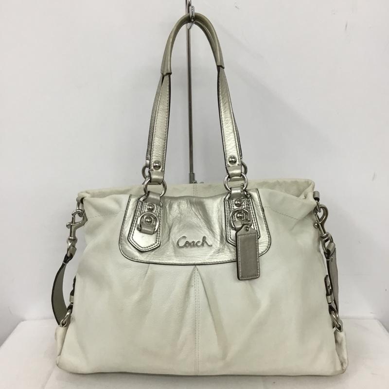 コーチ COACH ショルダーバッグ ショルダーバッグ F15513 トートバッグ 2WAY ロゴ、文字 銀 / シルバー / silver color X オフホワイト / オフホワイト / レディース USED 古着 中古 10156371