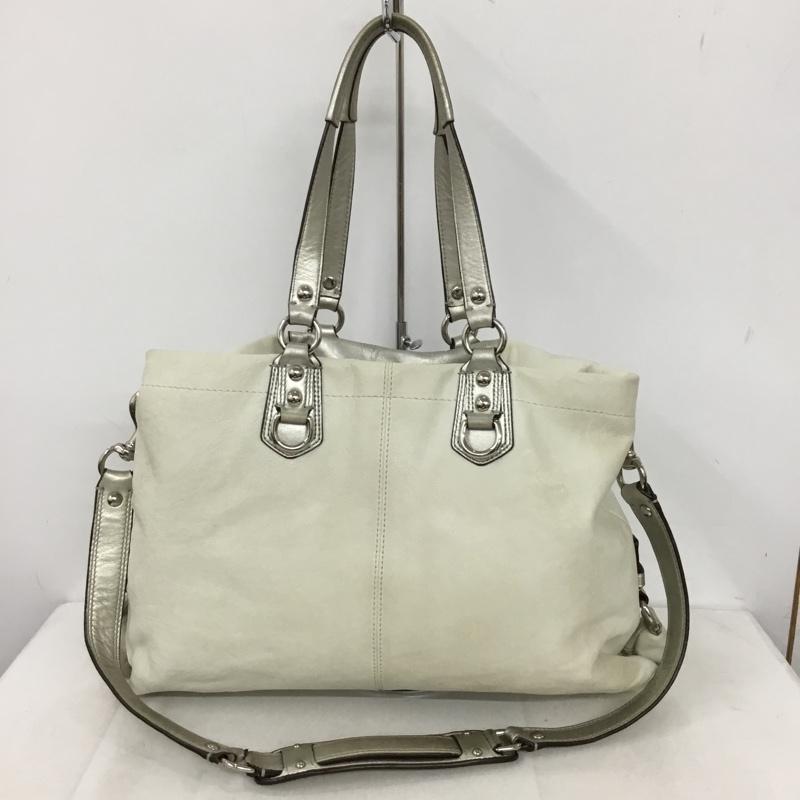 コーチ COACH ショルダーバッグ ショルダーバッグ F15513 トートバッグ 2WAY ロゴ、文字 銀 / シルバー / silver color X オフホワイト / オフホワイト / レディース USED 古着 中古 10156371
