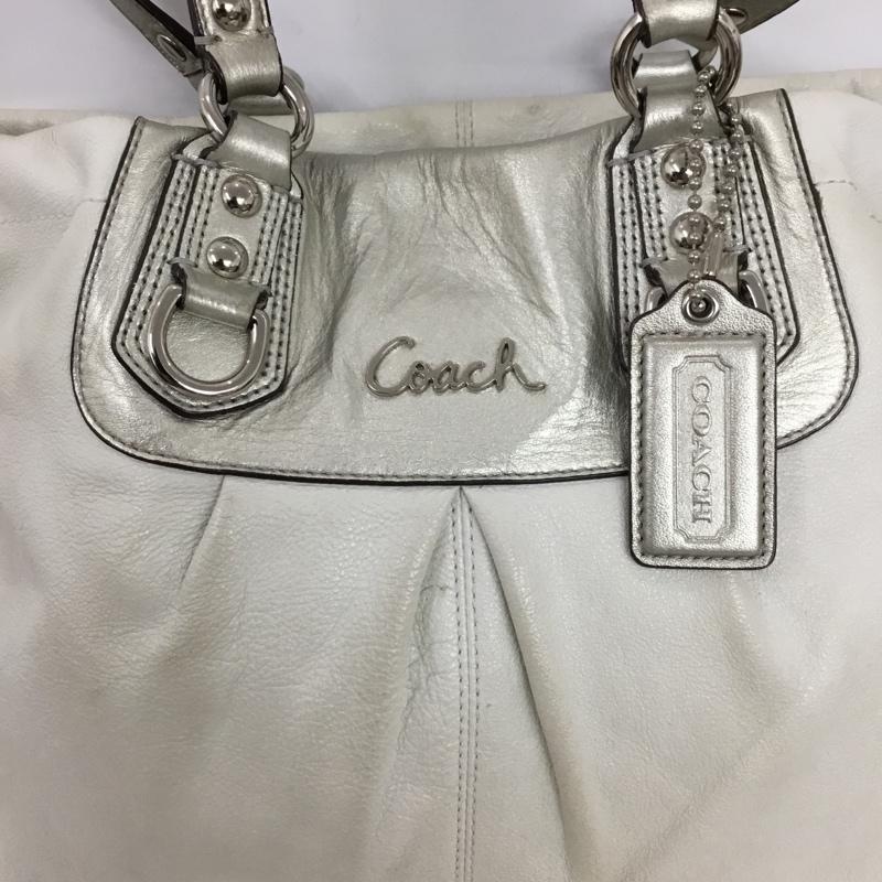 コーチ COACH ショルダーバッグ ショルダーバッグ F15513 トートバッグ 2WAY ロゴ、文字 銀 / シルバー / silver color X オフホワイト / オフホワイト / レディース USED 古着 中古 10156371