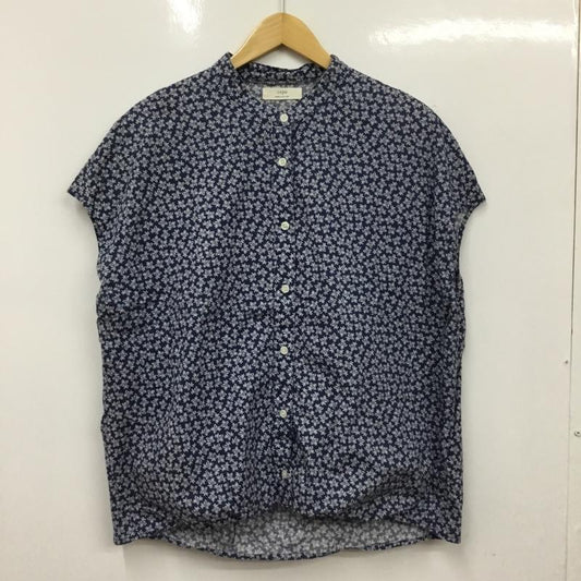 セポ cepo カットソー 半袖 ノースリーブシャツ ノーカラーシャツ フロントボタン M プリント 紺 / ネイビー / navy レディース USED 古着 中古 10156390