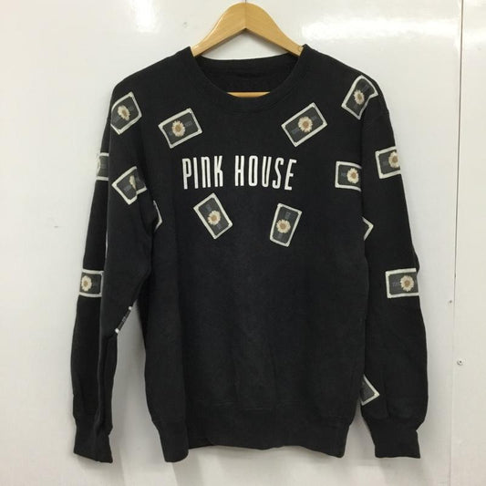 ピンクハウス PINK HOUSE トレーナー 長袖 長袖トレーナー スウェット クルーネック プルオーバー ロゴ、文字 ダークグレー / ダークグレー / レディース USED 古着 中古 10156391