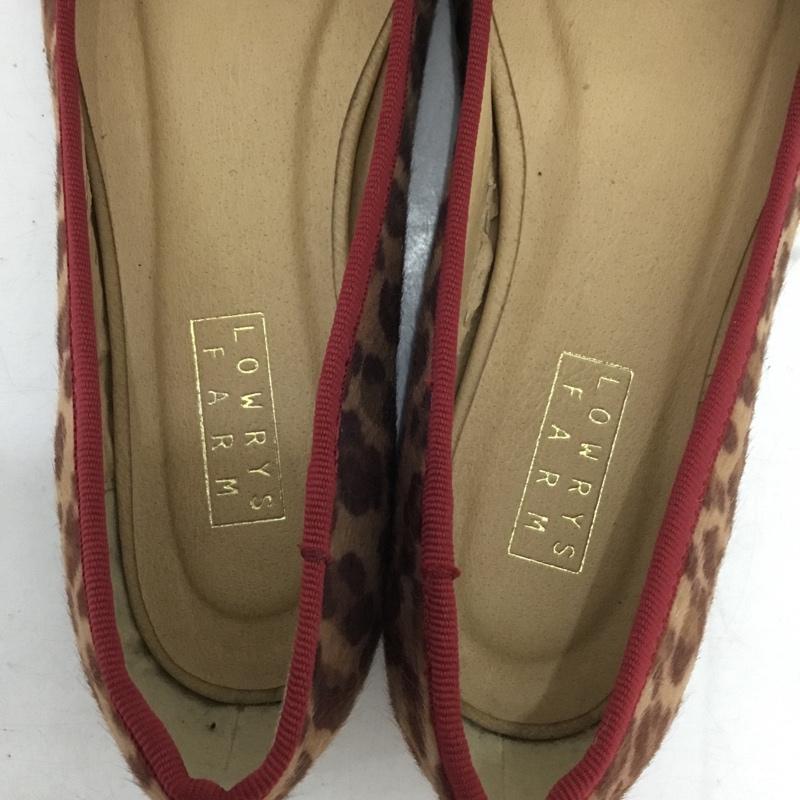 ローリーズファーム LOWRYS FARM シューズ バレエシューズ LF081478 AR1 パンプス リボン S ヒョウ柄・レオパード柄 茶 / ブラウン / brown X えんじ / ワインレッド / dark red レディース USED 古着 中古 10156401