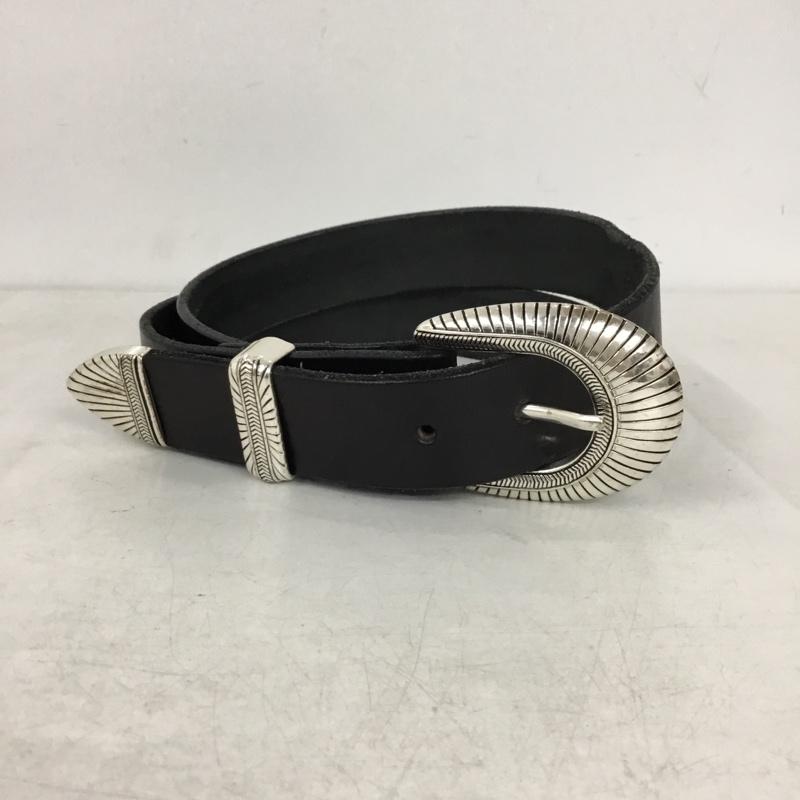 古着 USED ベルト・バックル ベルト MOON SHINE LEATHER Made in USA 無地 黒 / ブラック / black X 銀 / シルバー / silver color メンズ USED 古着 中古 10156421