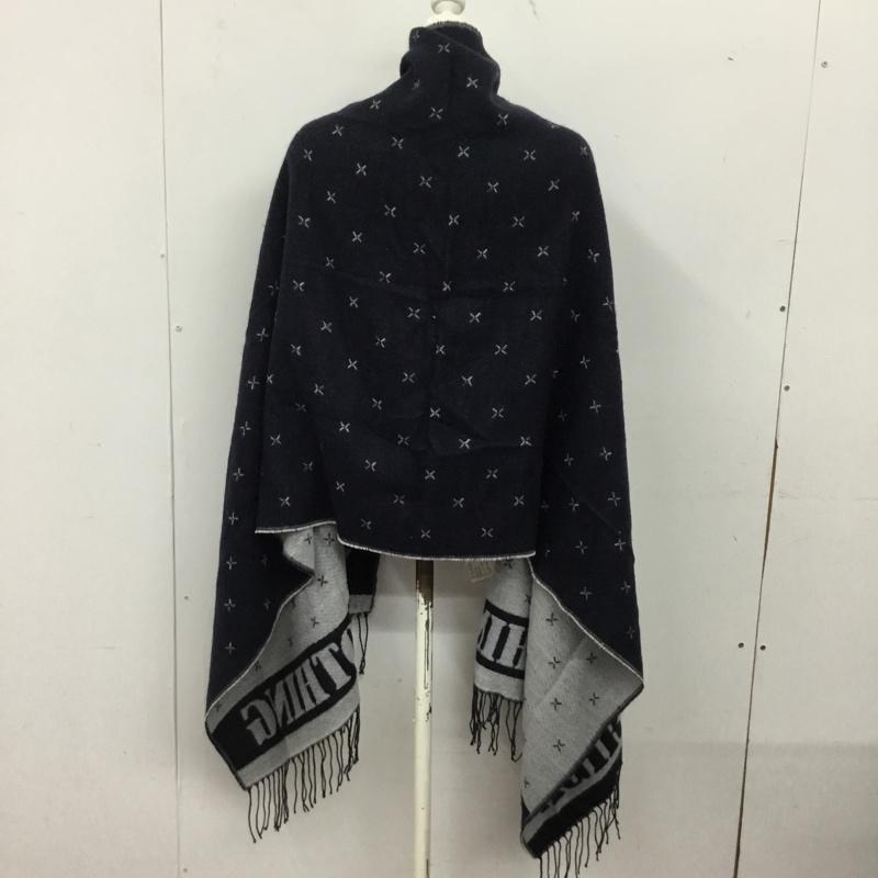 エックスガール X-girl ストール ストール一般 大判ストール フリンジ ロゴ、文字 紺 / ネイビー / navy X 白 / ホワイト / white レディース USED 古着 中古 10156422