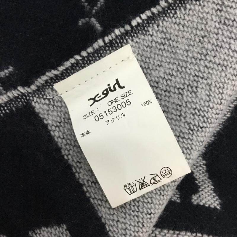 エックスガール X-girl ストール ストール一般 大判ストール フリンジ ロゴ、文字 紺 / ネイビー / navy X 白 / ホワイト / white レディース USED 古着 中古 10156422