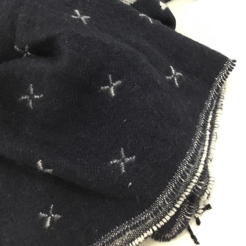 エックスガール X-girl ストール ストール一般 大判ストール フリンジ ロゴ、文字 紺 / ネイビー / navy X 白 / ホワイト / white レディース USED 古着 中古 10156422