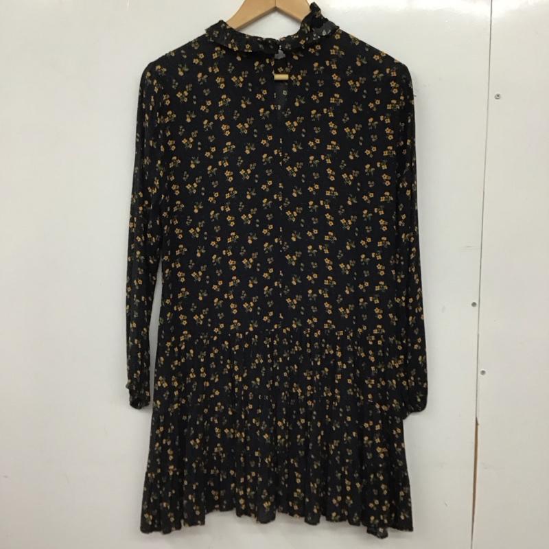ザラ ZARA ワンピース ひざ丈スカート 2183 257 800 長袖 ティアード M 花柄 紺 / ネイビー / navy X 橙 / オレンジ / orange レディース USED 古着 中古 10156425
