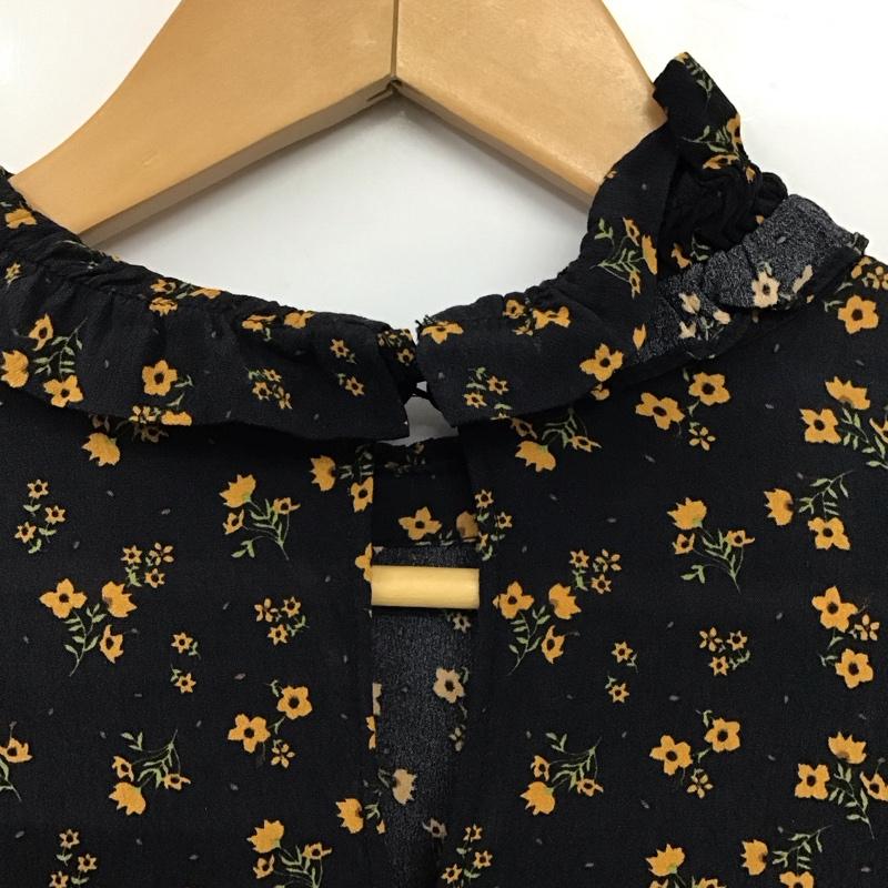 ザラ ZARA ワンピース ひざ丈スカート 2183 257 800 長袖 ティアード M 花柄 紺 / ネイビー / navy X 橙 / オレンジ / orange レディース USED 古着 中古 10156425