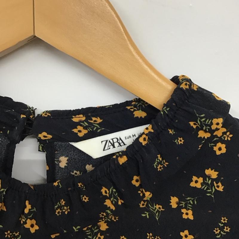 ザラ ZARA ワンピース ひざ丈スカート 2183 257 800 長袖 ティアード M 花柄 紺 / ネイビー / navy X 橙 / オレンジ / orange レディース USED 古着 中古 10156425