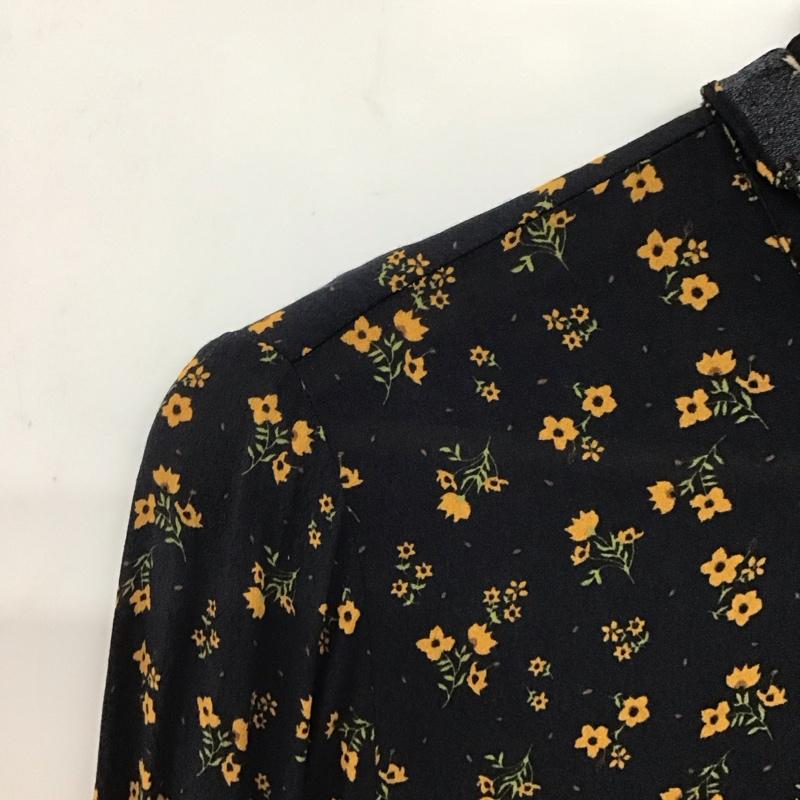 ザラ ZARA ワンピース ひざ丈スカート 2183 257 800 長袖 ティアード M 花柄 紺 / ネイビー / navy X 橙 / オレンジ / orange レディース USED 古着 中古 10156425