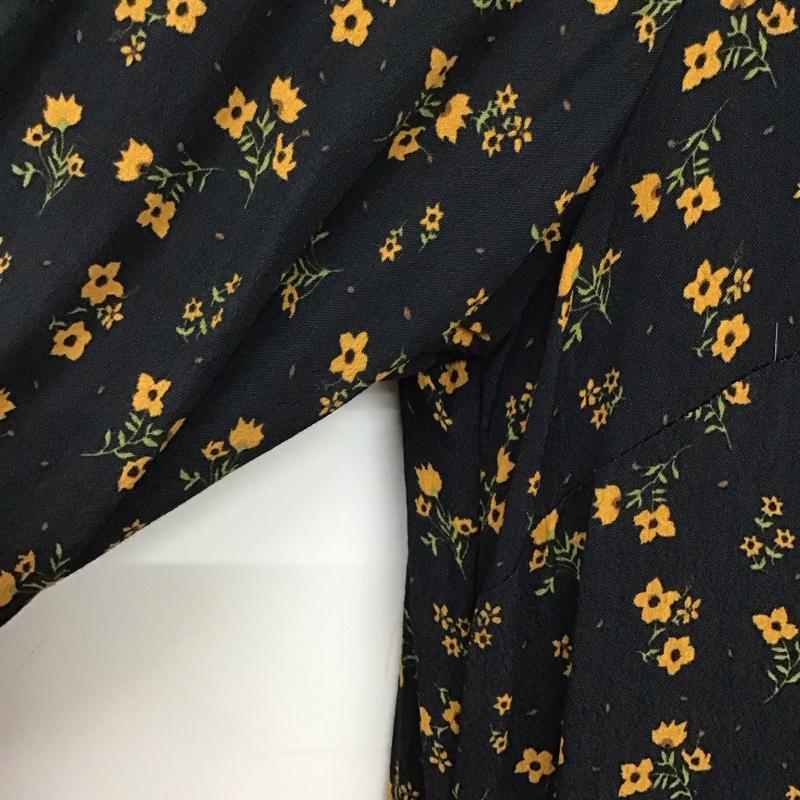 ザラ ZARA ワンピース ひざ丈スカート 2183 257 800 長袖 ティアード M 花柄 紺 / ネイビー / navy X 橙 / オレンジ / orange レディース USED 古着 中古 10156425