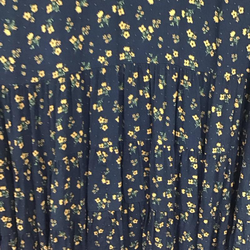 ザラ ZARA ワンピース ひざ丈スカート 2183 257 800 長袖 ティアード M 花柄 紺 / ネイビー / navy X 橙 / オレンジ / orange レディース USED 古着 中古 10156425