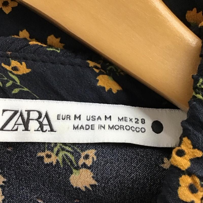 ザラ ZARA ワンピース ひざ丈スカート 2183 257 800 長袖 ティアード M 花柄 紺 / ネイビー / navy X 橙 / オレンジ / orange レディース USED 古着 中古 10156425