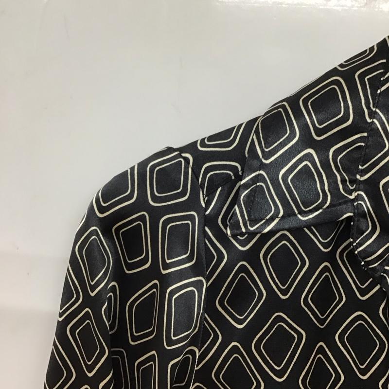 ザラベーシック ZARA BASIC ワンピース ロングスカート 7777 058 093 オープンカラー 七分袖 M 総柄 黒 / ブラック / black レディース USED 古着 中古 10156426