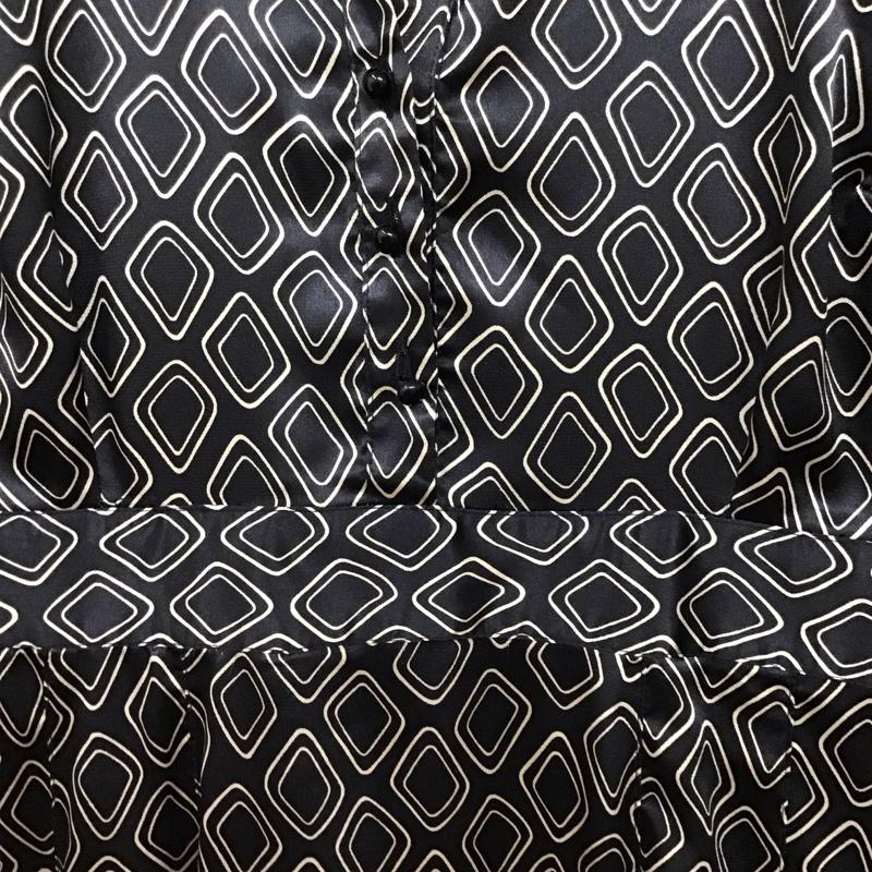 ザラベーシック ZARA BASIC ワンピース ロングスカート 7777 058 093 オープンカラー 七分袖 M 総柄 黒 / ブラック / black レディース USED 古着 中古 10156426