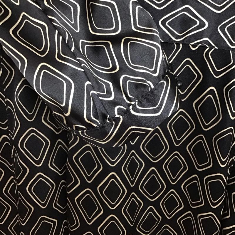 ザラベーシック ZARA BASIC ワンピース ロングスカート 7777 058 093 オープンカラー 七分袖 M 総柄 黒 / ブラック / black レディース USED 古着 中古 10156426