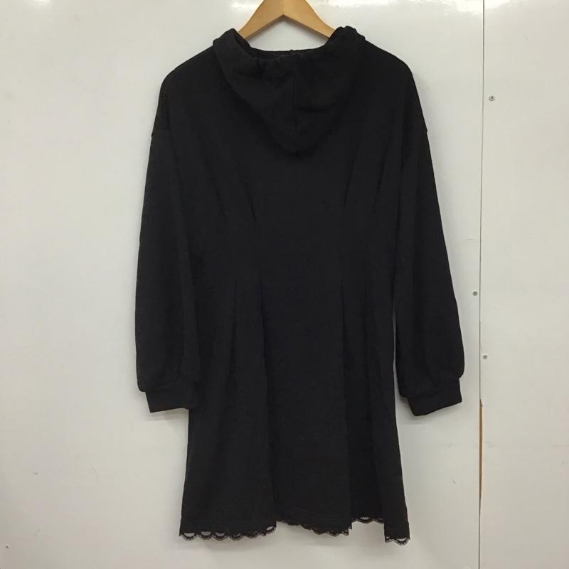 アクシーズファム axes femme ワンピース ひざ丈スカート CI361X46P レースアップパーカーOP 長袖 M 無地 黒 / ブラック / black レディース USED 古着 中古 10156427