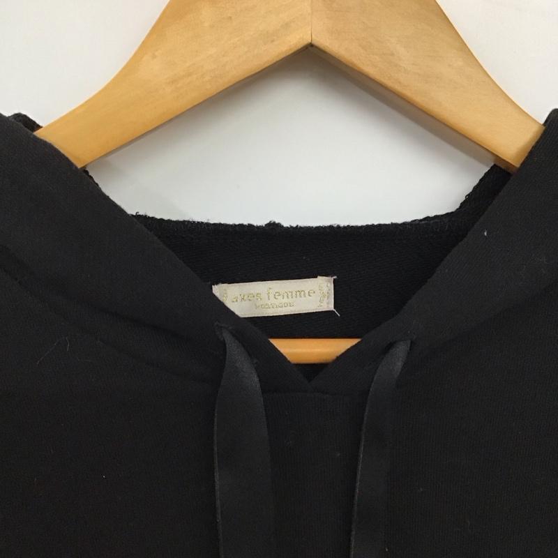 アクシーズファム axes femme ワンピース ひざ丈スカート CI361X46P レースアップパーカーOP 長袖 M 無地 黒 / ブラック / black レディース USED 古着 中古 10156427