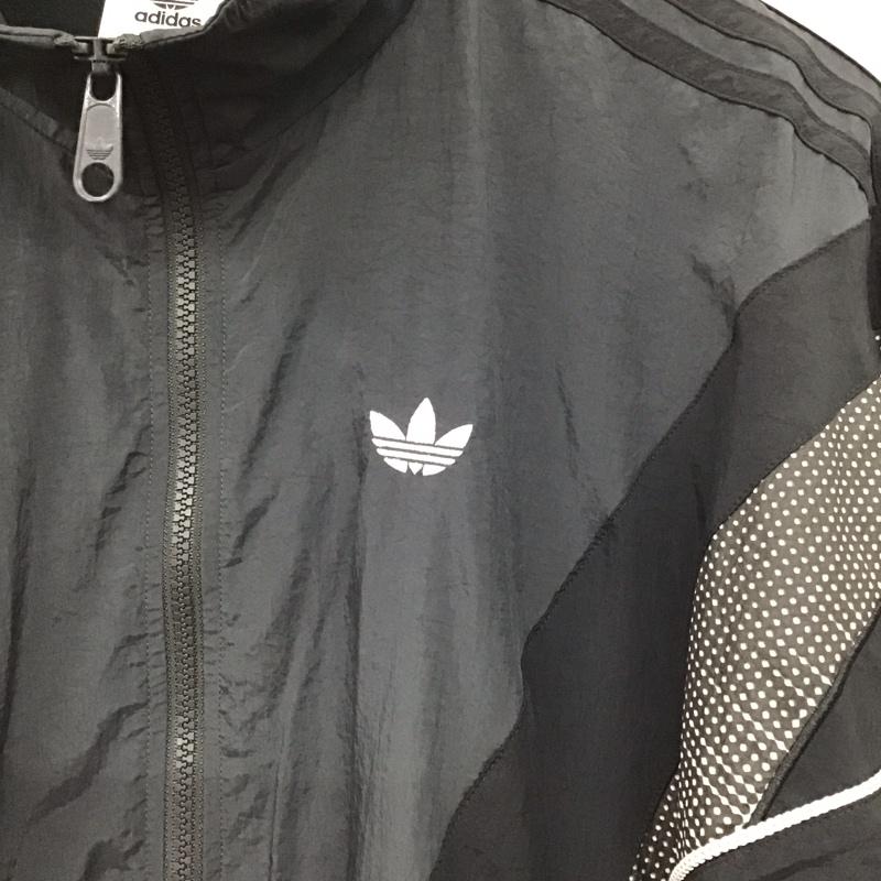 アディダス adidas ジャケット、上着 ジャンパー、ブルゾン ジップアップジャケット ナイロンジャケット アウター L ロゴ、文字 ダークグレー / ダークグレー / メンズ USED 古着 中古 10156458