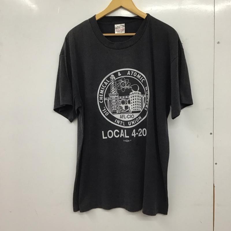 オニータ ONEITA Tシャツ 半袖 半袖カットソー プリントTシャツ クルーネックカットソー XL ロゴ、文字 ダークグレー / ダークグレー / メンズ USED 古着 中古 10156459
